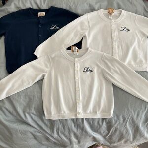 The Beaufort Bonnet Co “Liv” monogrammed Cardigans set of 3 - Navy & White